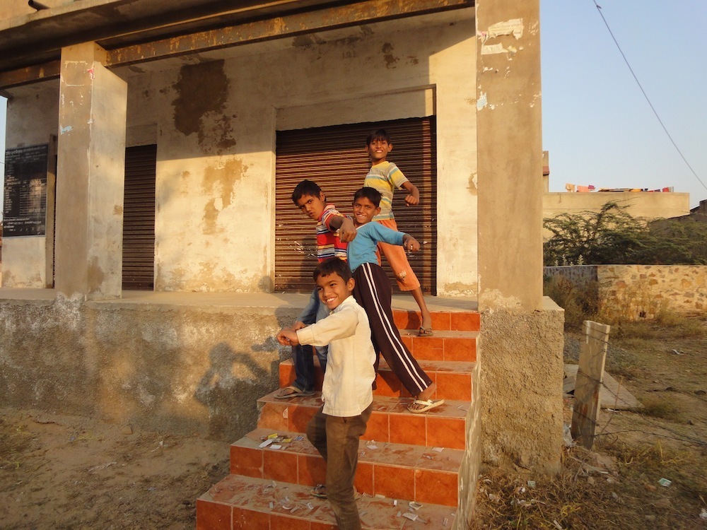 Kids posing in Rajasthan.