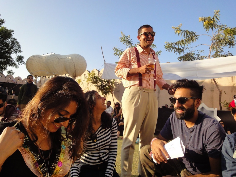 Magnetic Fields attendees, including The Prince (standing) and Kunal (right), two of the organizers of the Magnetic Fields festival.